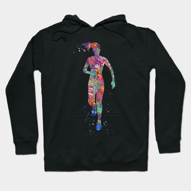 Female runner Hoodie by RosaliArt